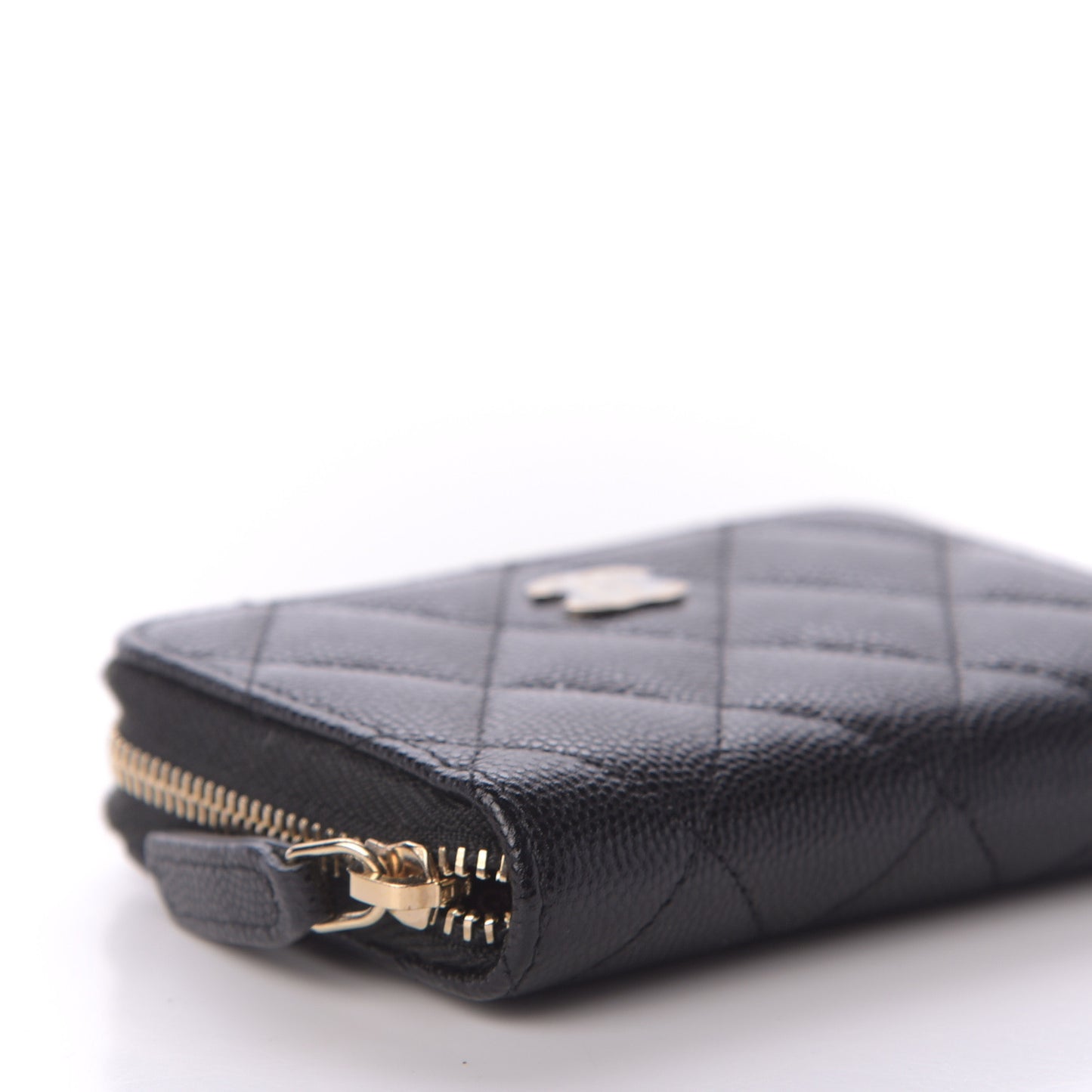 Caviar Quilted Zip Coin Purse Black