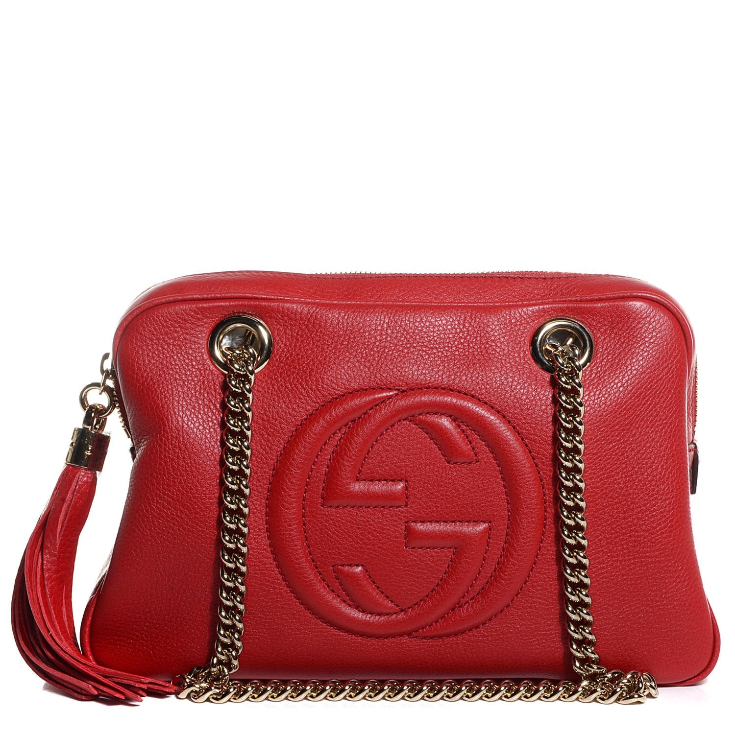 Gucci Pebbled Calfskin Small Soho Bowler Red 1 of 9