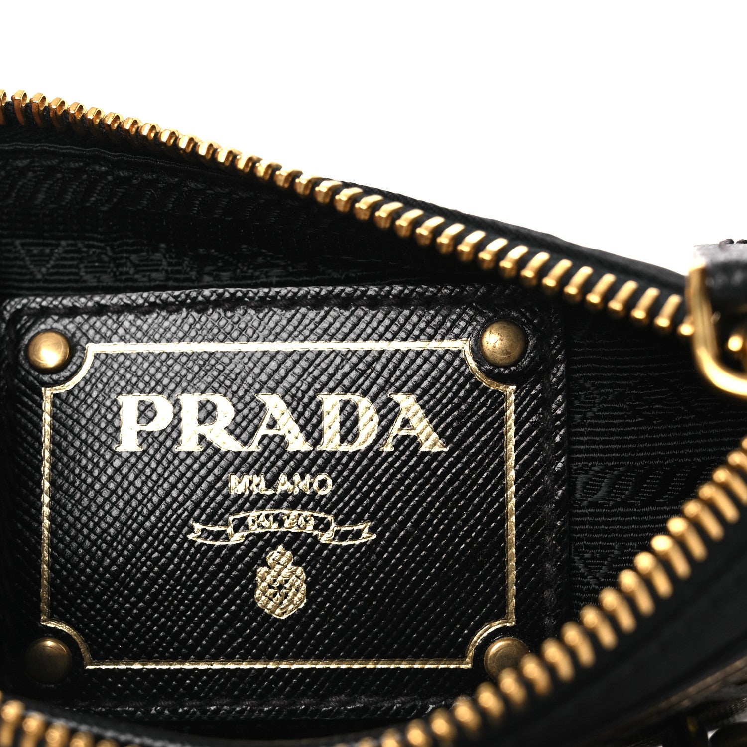 Prada Tessuto Bandoliera Logo Shoulder Bag Gold Black 6 of 13