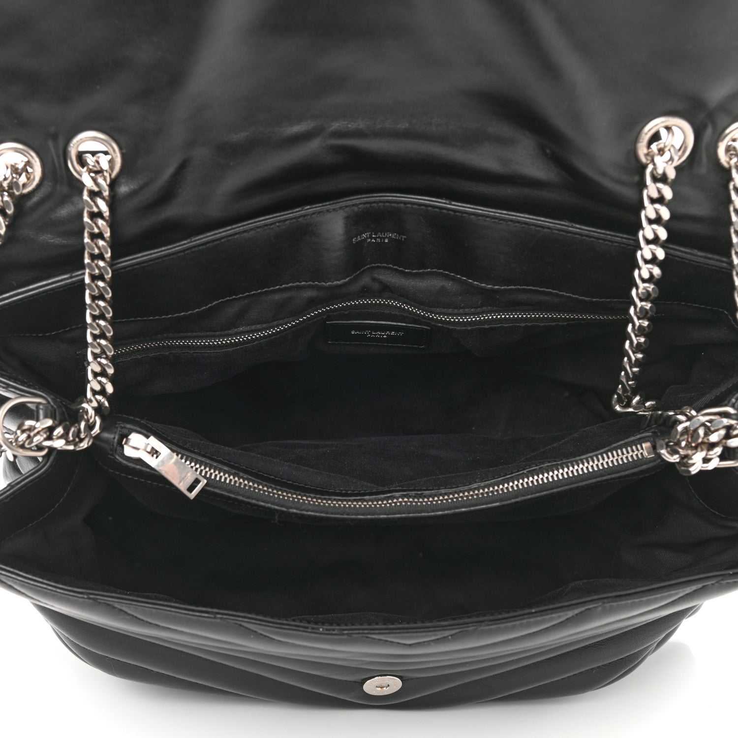 Saint Laurent Calfskin Y Quilted Monogram Large Loulou Chain Satchel Black 5 of 13