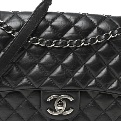 Chanel Aged Calfskin Quilted Medium Easy Flap Black Black 8 of 10