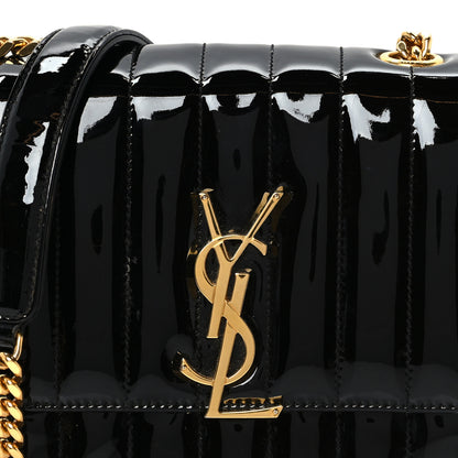 Saint Laurent Patent Calfskin Matelasse Monogram Small Vicky Chain Bag Black 8 of 11