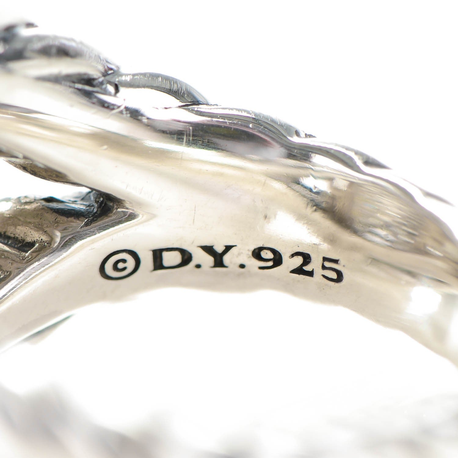 David Yurman Sterling Silver Pave Diamond 16mm Large Labyrinth Ring 54 7 5 of 6