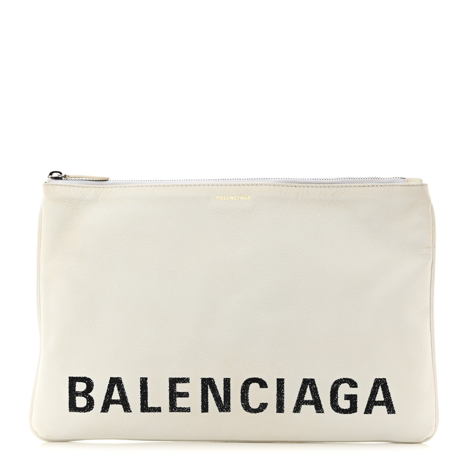 Balenciaga Calfskin Logo Large Zip Pouch White 1 of 8