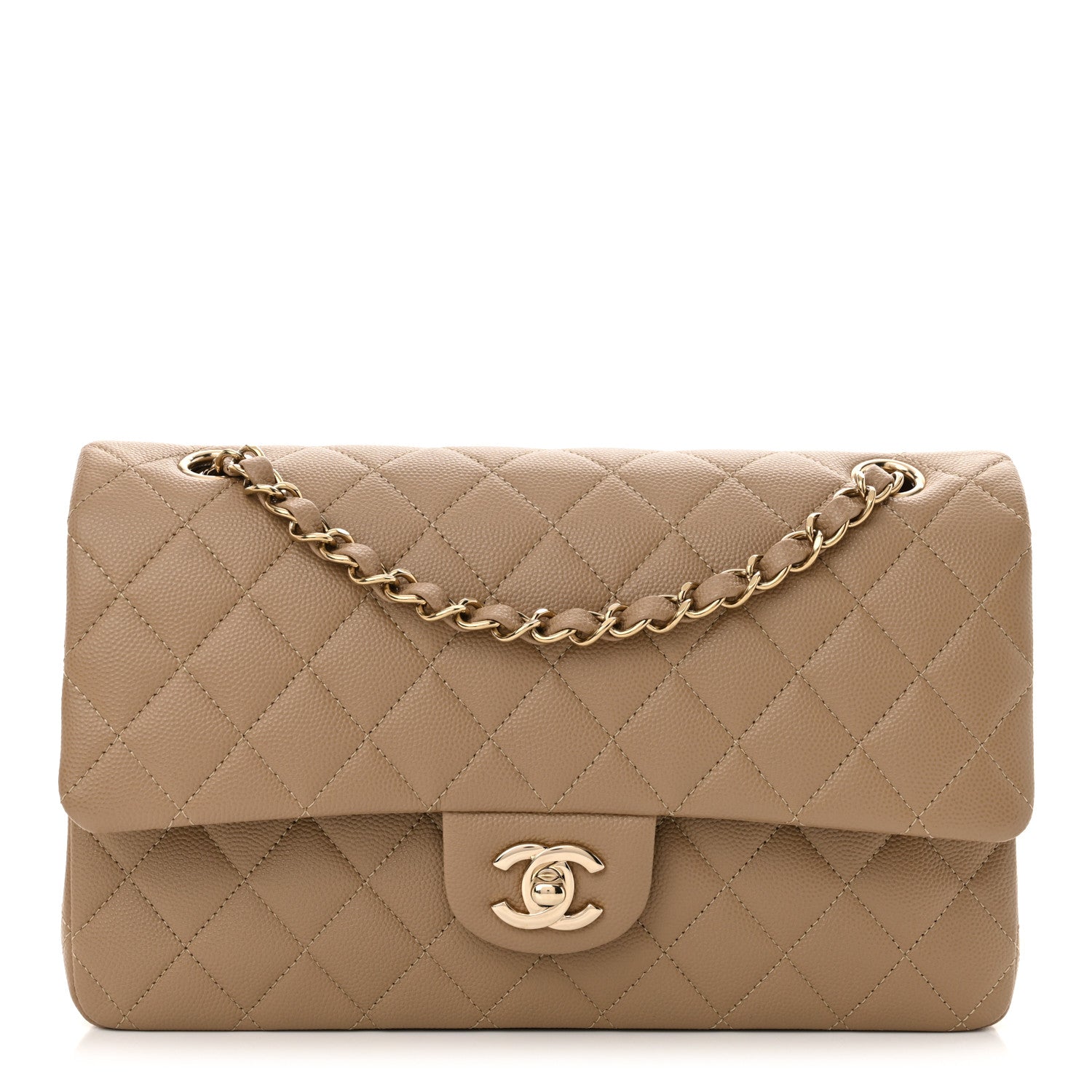 Chanel Caviar Quilted Medium Double Flap Dark Beige 1 of 10