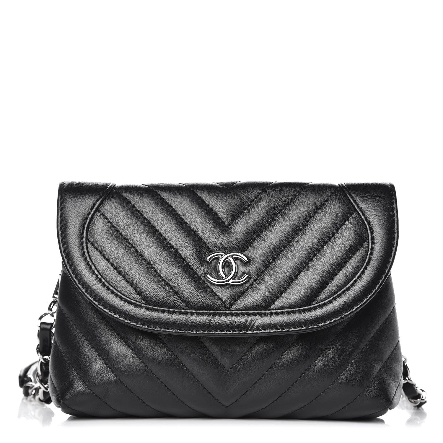 Chanel Calfskin Chevron Waist Belt Bag Black 1 of 10