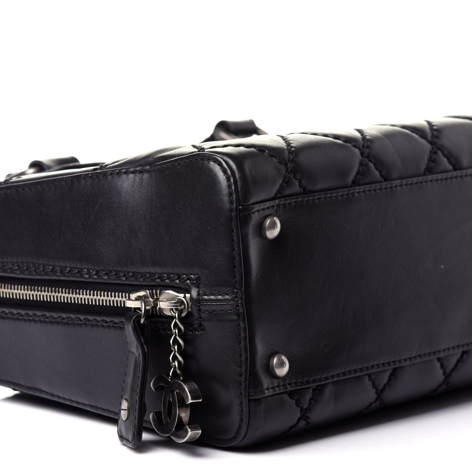 Chanel Calfskin Quilted Top Handle Bag Black 8 of 11