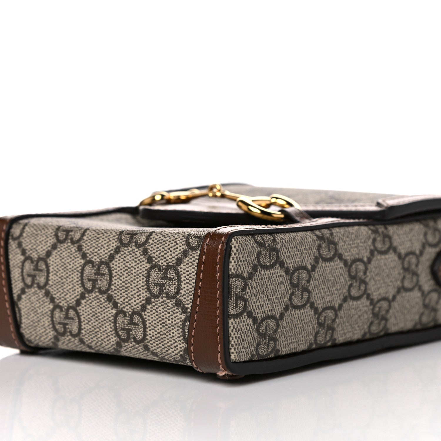 Gucci GG Supreme Monogram Mini Horsebit 1955 Crossbody Bag Beige Brown Sugar 9 of 11