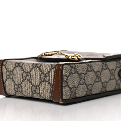 Gucci GG Supreme Monogram Mini Horsebit 1955 Crossbody Bag Beige Brown Sugar 9 of 11