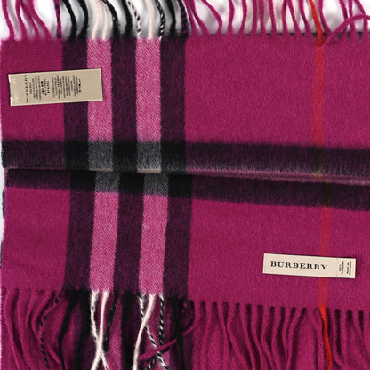 Burberry Cashmere Giant Check Fringe Scarf Pink 3 of 3