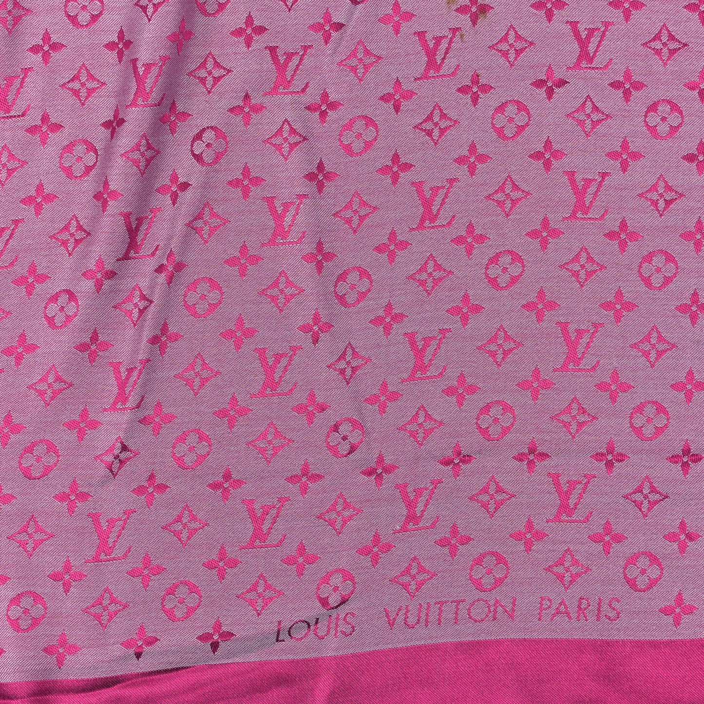 Wool Silk Monogram Denim Shawl Pivoine