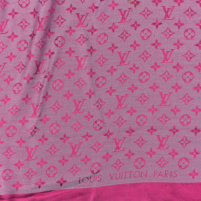 Louis Vuitton Wool Silk Monogram Denim Shawl Pivoine 2 of 3