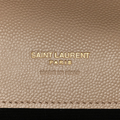 Saint Laurent Grain De Poudre Matelasse Chevron Monogram Envelope Clutch Dark Beige 6 of 7