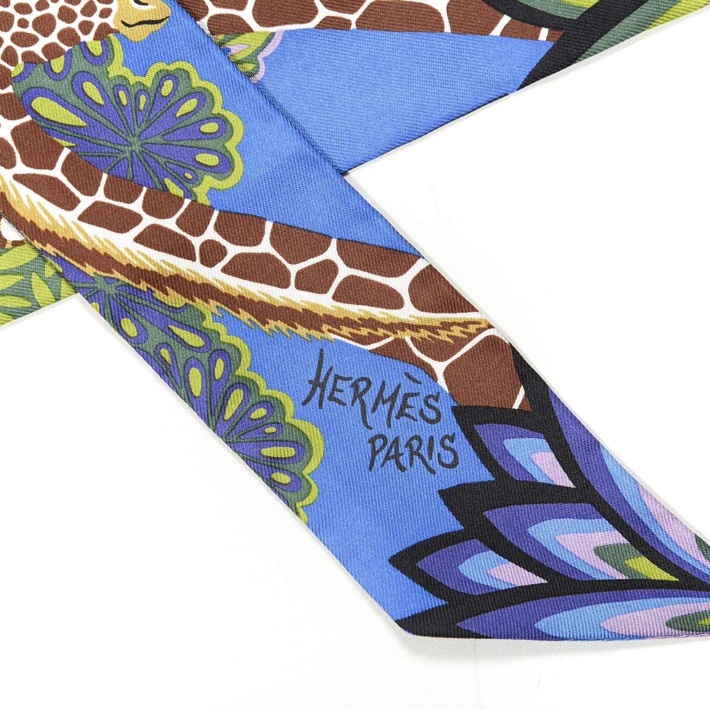 Silk The Three Graces Twilly Bleu Vert Marron