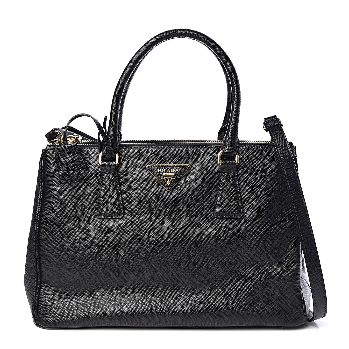 Saffiano Small Galleria Double Zip Tote Black