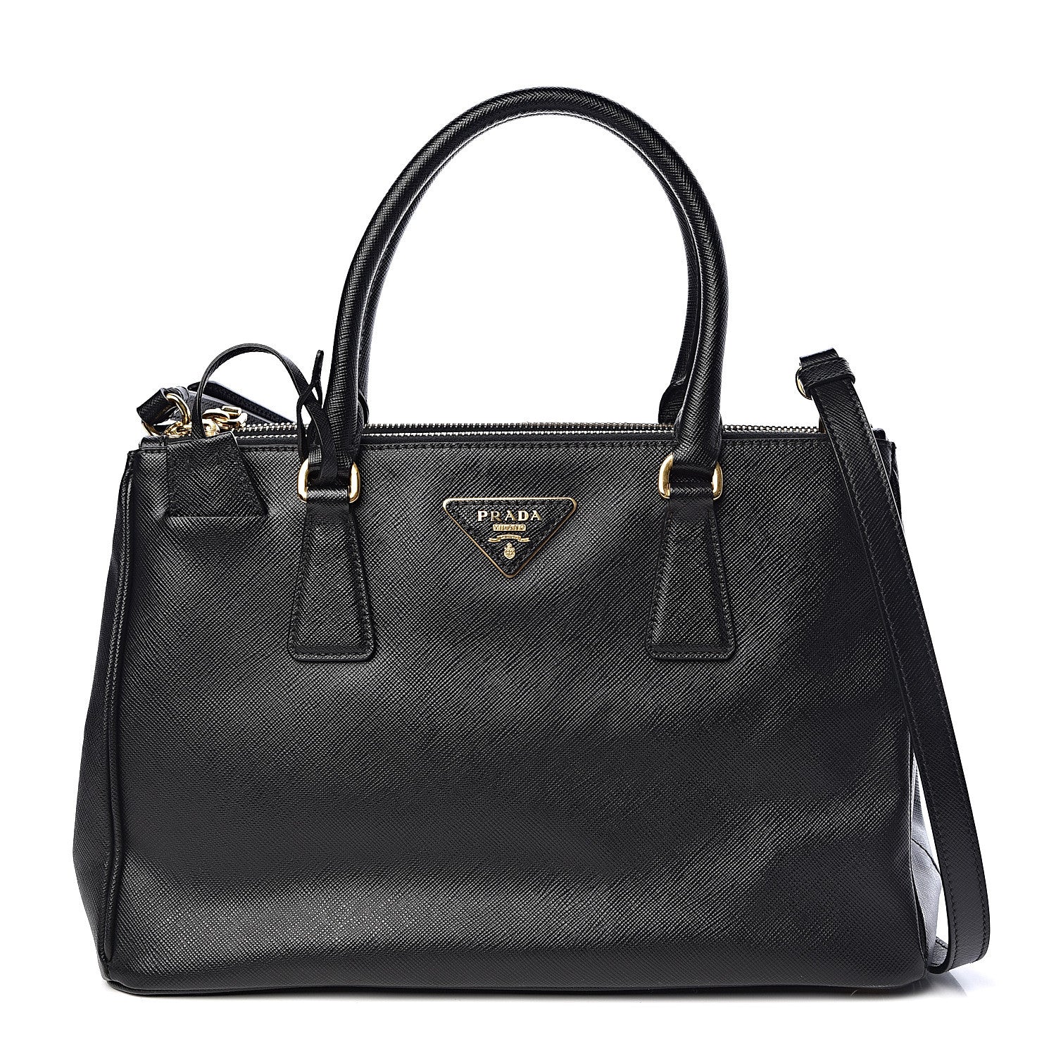 Prada Saffiano Small Galleria Double Zip Tote Black 1 of 11