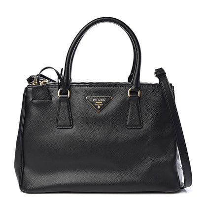 Prada Saffiano Small Galleria Double Zip Tote Black 1 of 11