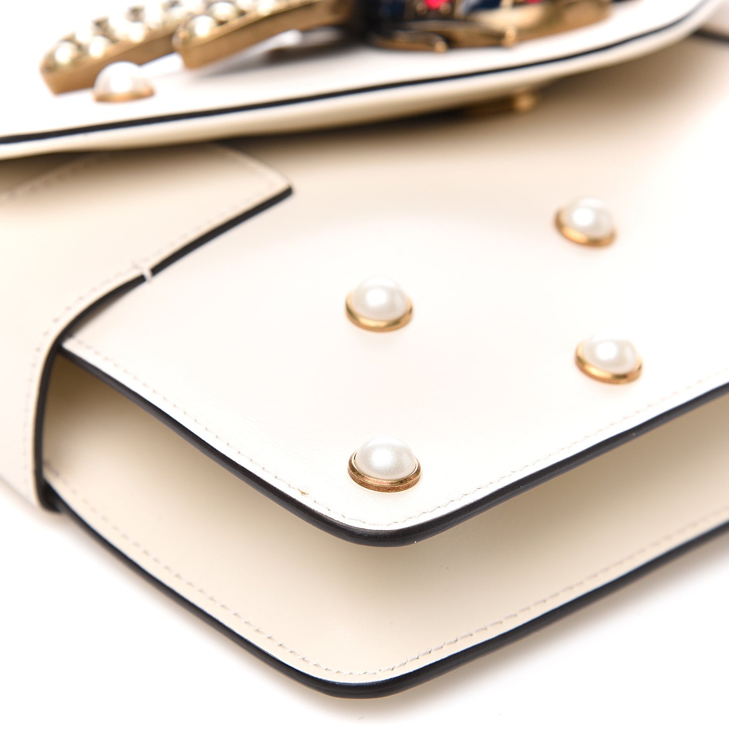 Nappa Pearl Studded Mini Queen Margaret Broadway Shoulder Bag Mystic White