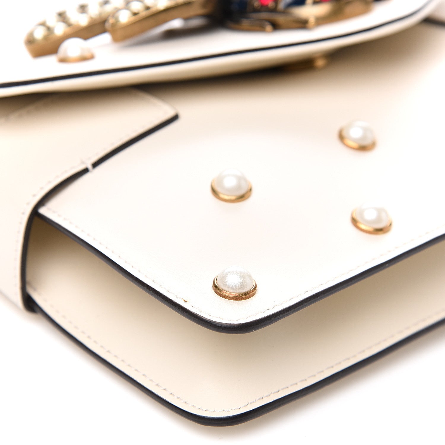 Gucci Nappa Pearl Studded Mini Queen Margaret Broadway Shoulder Bag Mystic White 7 of 10
