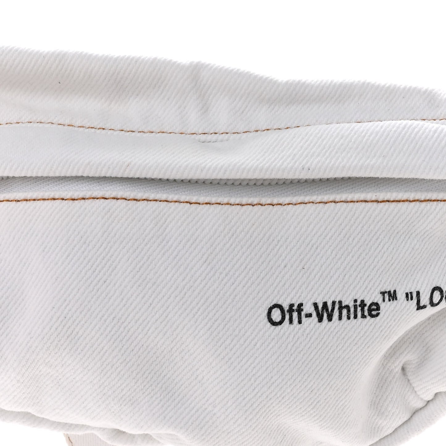 Denim Logo Print Belt Bag White