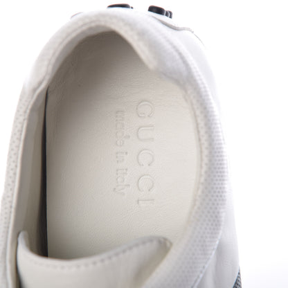 Gucci Calfskin Web Mens Lace Up Driver Sneakers 7 White 5 of 8
