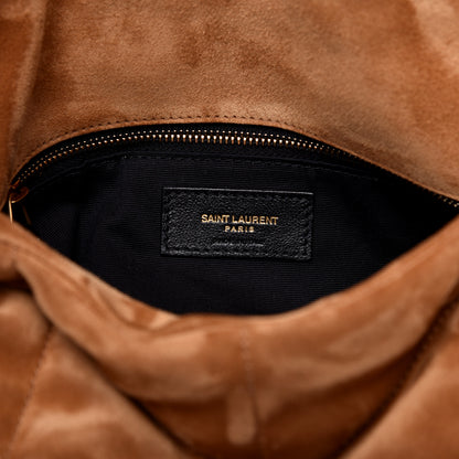 Saint Laurent Suede Calfskin Quilted Small Loulou Puffer Monogram Chain Satchel Cinnamon 9 of 9