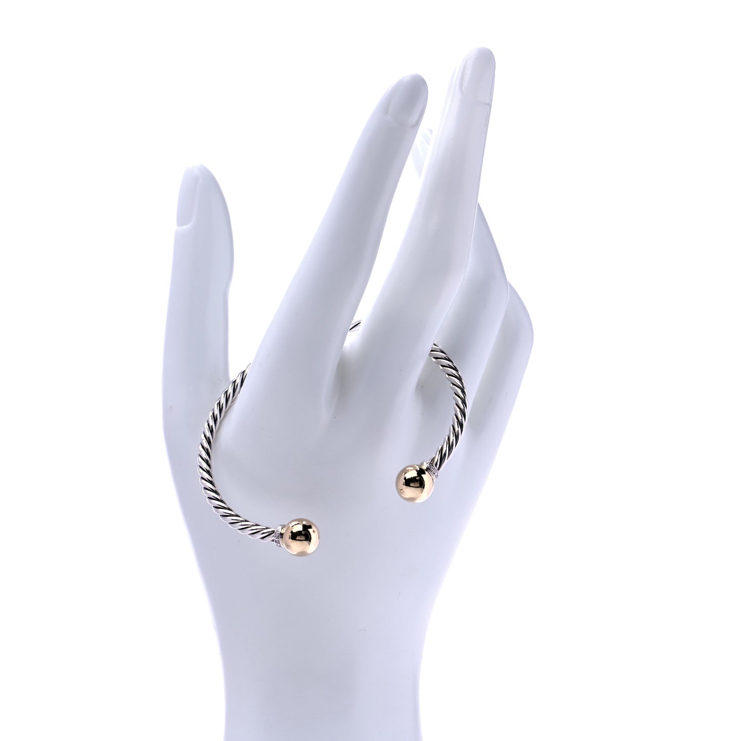 Sterling Silver 18K Yellow Gold Diamond 9mm Solari Bead Bracelet