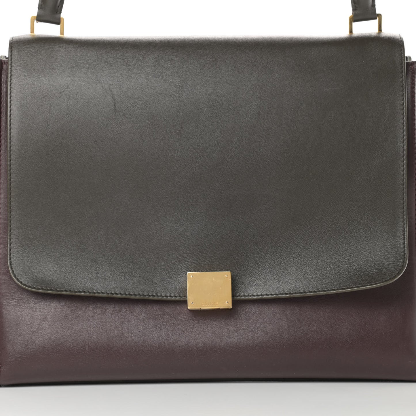 Smooth Calfskin Suede Large Tri-Color Trapeze Dark Grey