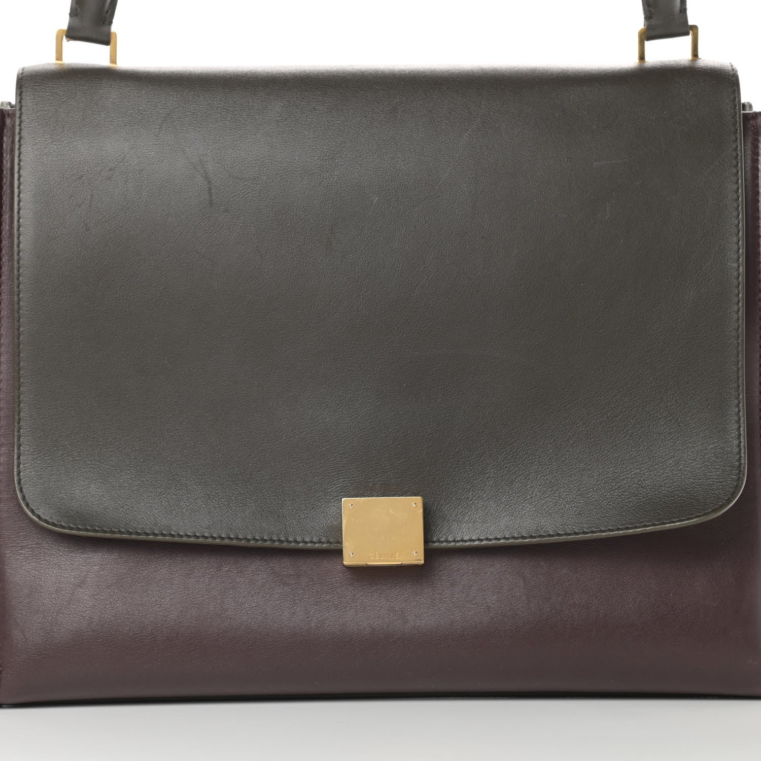 Celine Smooth Calfskin Suede Large Tri-Color Trapeze Dark Grey 7 of 23