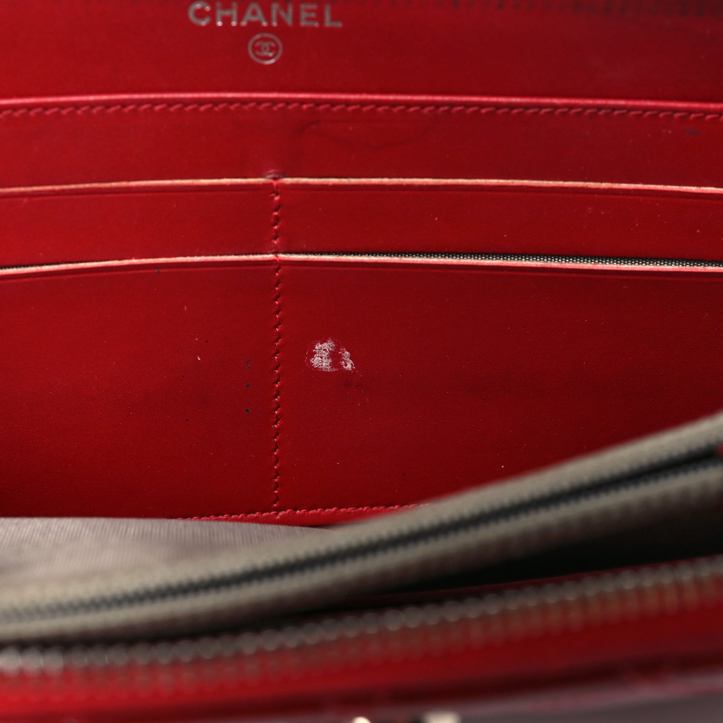 Patent Quilted Brilliant Zip Around Wallet Red