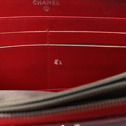 Chanel Patent Quilted Brilliant Zip Around Wallet Red 12 of 15