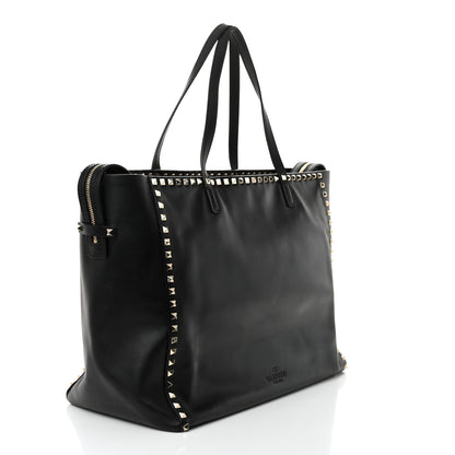 Valentino Garavani Vitello Large Rockstud Tote Black 3 of 10