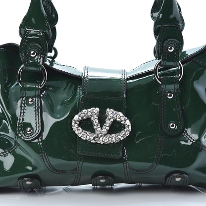 Valentino Garavani Patent Crystal Catch Satchel Green 7 of 13