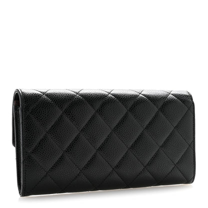 Chanel Caviar Quilted Large Gusset Flap Wallet Black 3 of 11