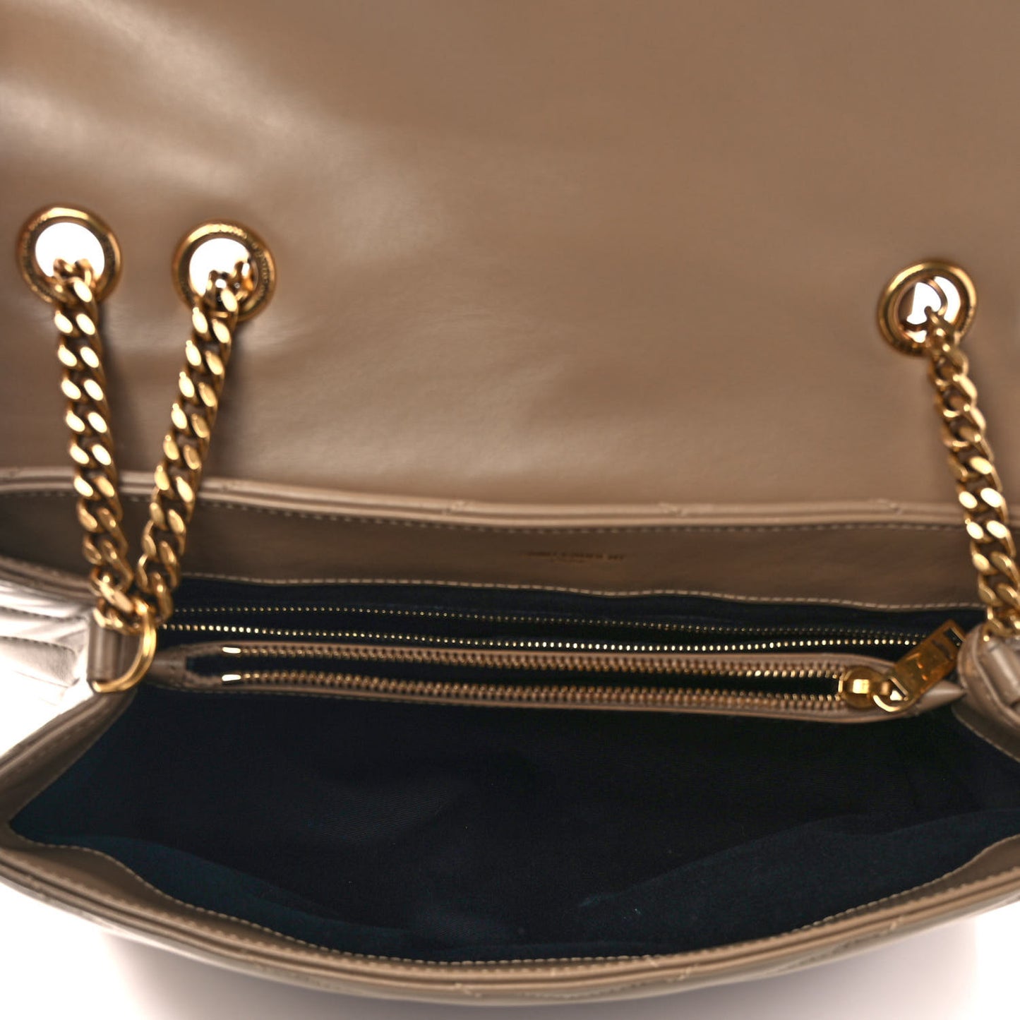 Calfskin Y Quilted Monogram Medium Loulou Chain Satchel Dark Beige