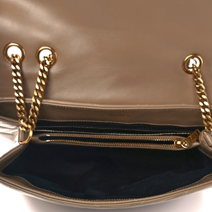 Saint Laurent Calfskin Y Quilted Monogram Medium Loulou Chain Satchel Dark Beige 5 of 12