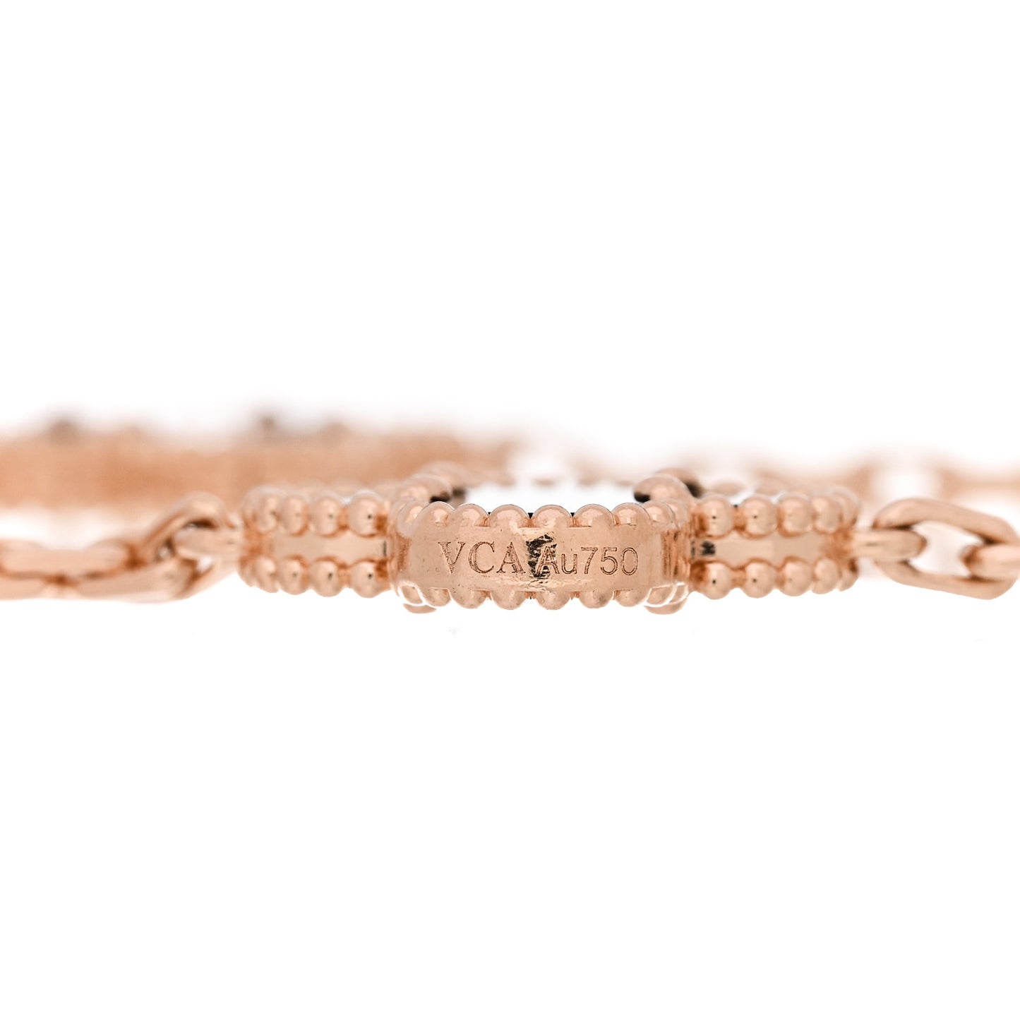 18K Rose Gold Gray Mother of Pearl 5 Motifs Vintage Alhambra Bracelet