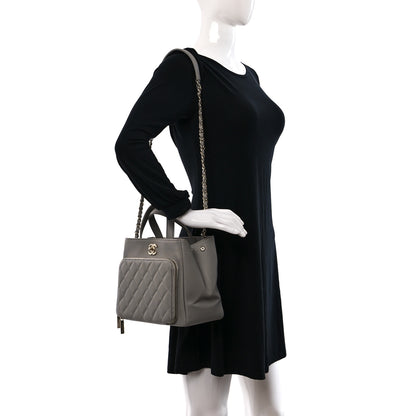 Chanel Caviar Quilted Small Business Affinity Shopping Bag Grey 2 of 13