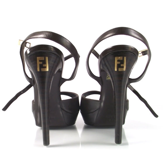 Leather Platform Heels Brown