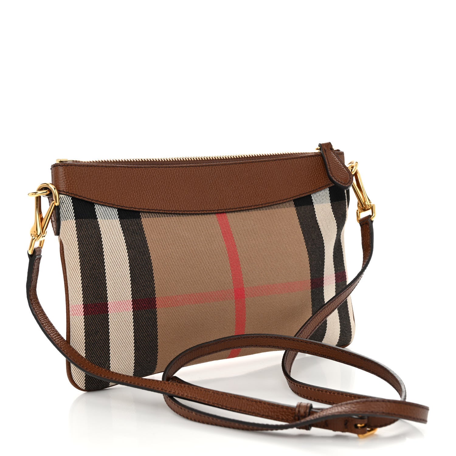 Burberry House Check Derby Peyton Crossbody Clutch Bag Tan 3 of 9