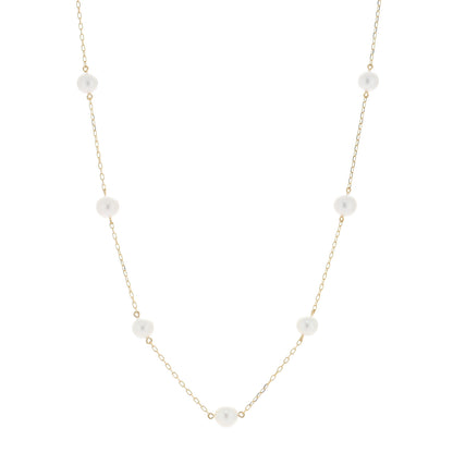 Mikimoto 18K Yellow Gold Akoya Pearl 6-7mm Station Necklace 1 of 4
