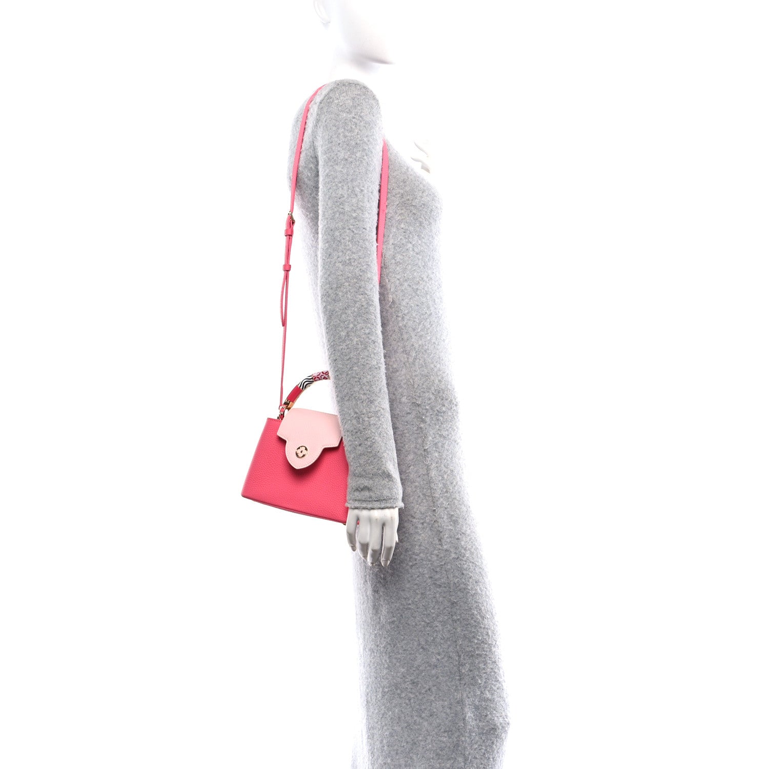 Louis Vuitton Taurillon Monogram Tile Capucines Mini Dragonfruit Ballet Pink 2 of 11