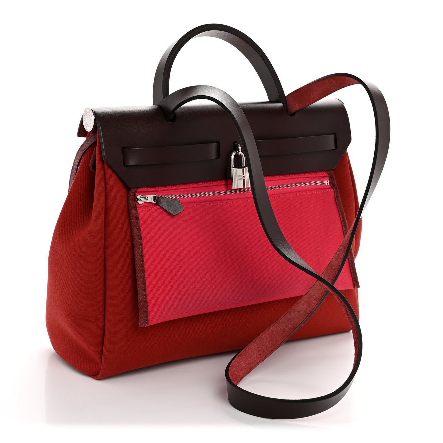 Military Toile Vache Hunter Tri-Color Herbag Zip Retourne 31 PM Rouge H Rouge Sellier Rose Mexico