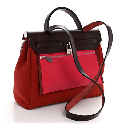 Hermes Military Toile Vache Hunter Tri-Color Herbag Zip Retourne 31 PM Rouge H Rouge Sellier Rose Mexico 4 of 14