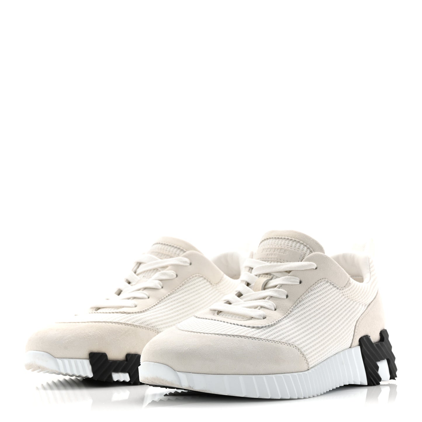 Calfskin Suede Goatskin Bouncing Sneakers 40 White Black
