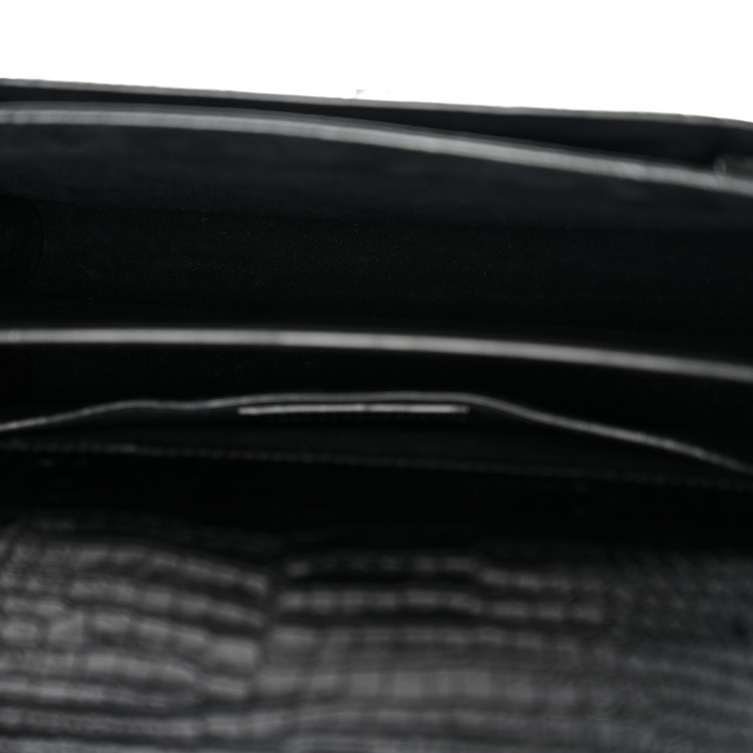 Saint Laurent Calfskin Crocodile Embossed Medium Monogram Sunset Black 5 of 13