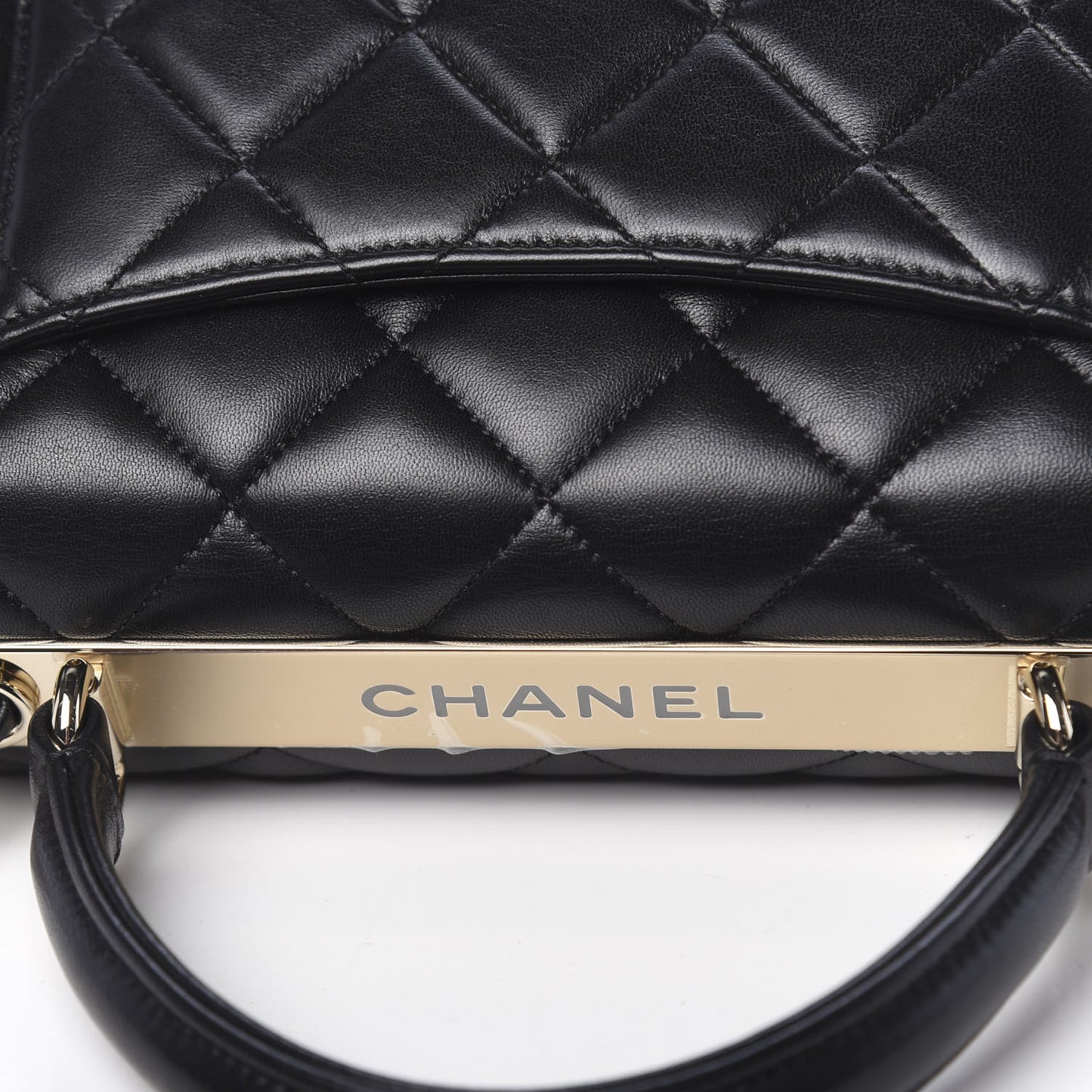 Lambskin Quilted Small Trendy CC Dual Handle Flap Bag Black