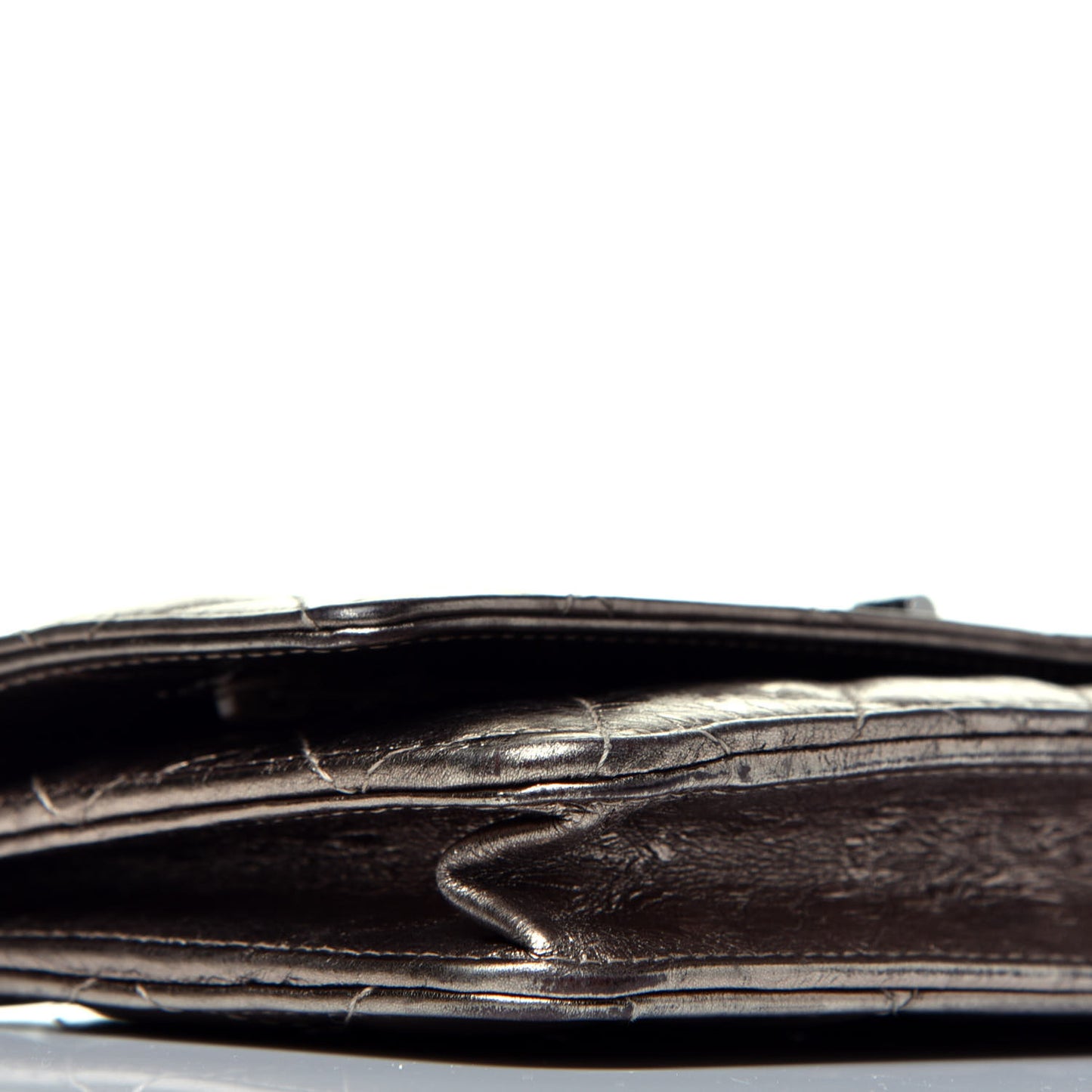 Metallic Aged Calfskin Quilted Reissue Wallet On Chain WOC Bronze