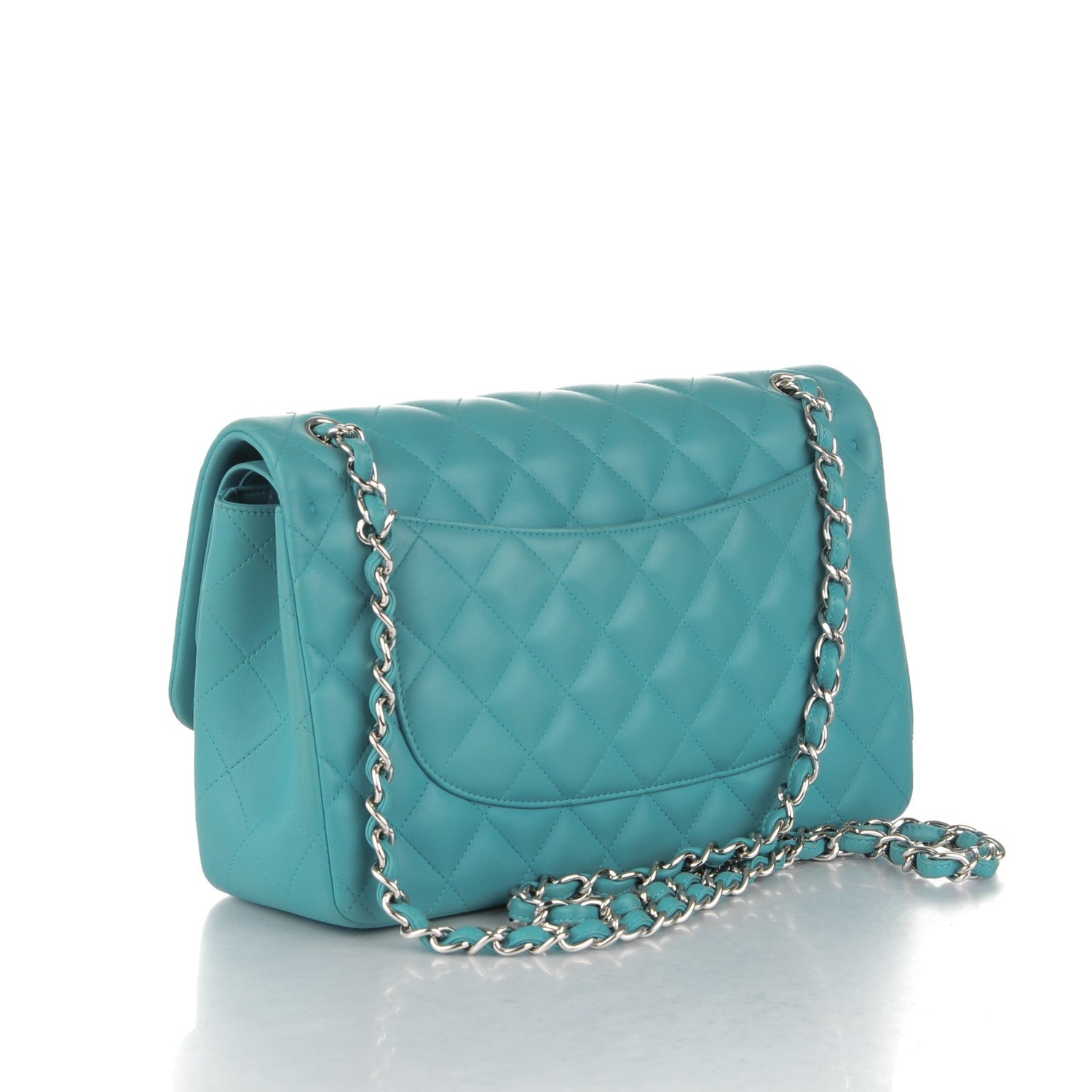 Chanel Lambskin Quilted Jumbo Double Flap Turquoise 3 of 8