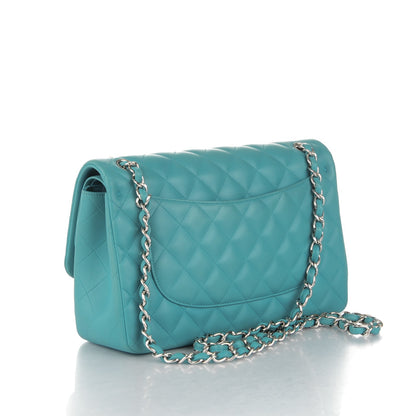 Chanel Lambskin Quilted Jumbo Double Flap Turquoise 3 of 8